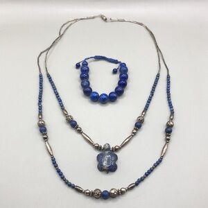 Native American Turtle Animal Fetish Totem Lapis Necklace FREE Bracelet